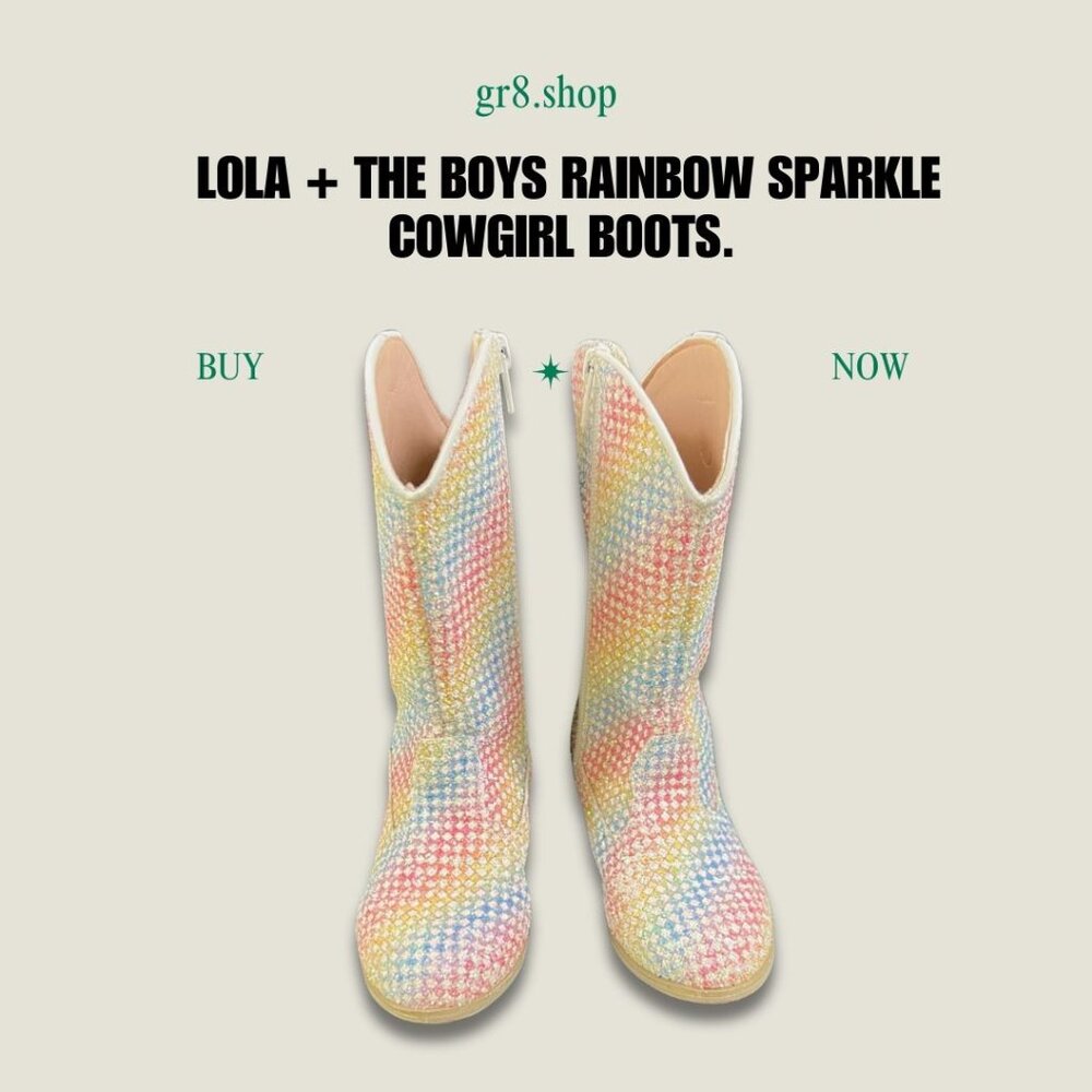 LOLA + THE BOYS Rainbow Sparkle Cowgirl Boots Dazzling Rhinestone Kids Western F
